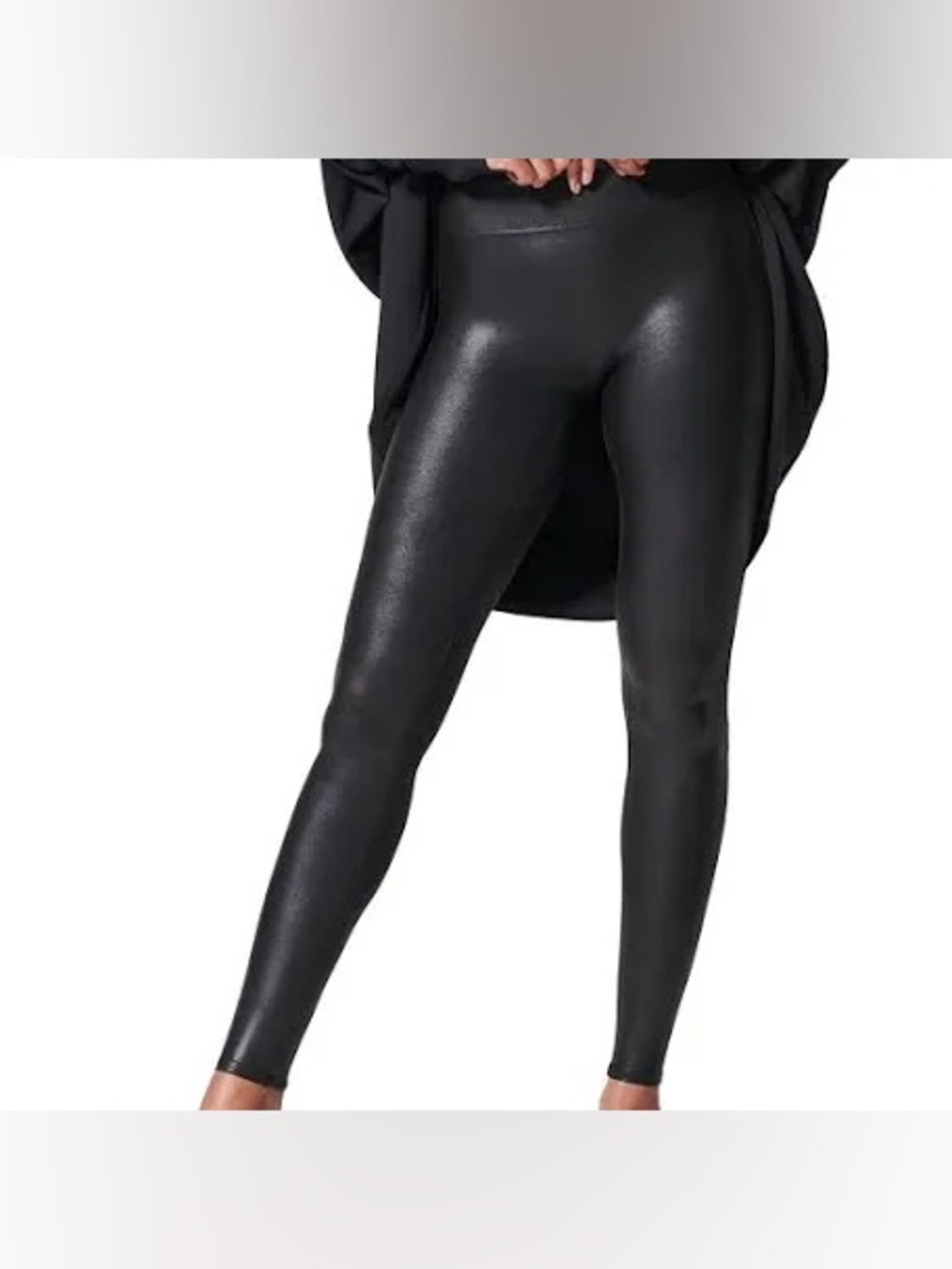SPANX Shiny Faux Leather High-Rise Black Leggings